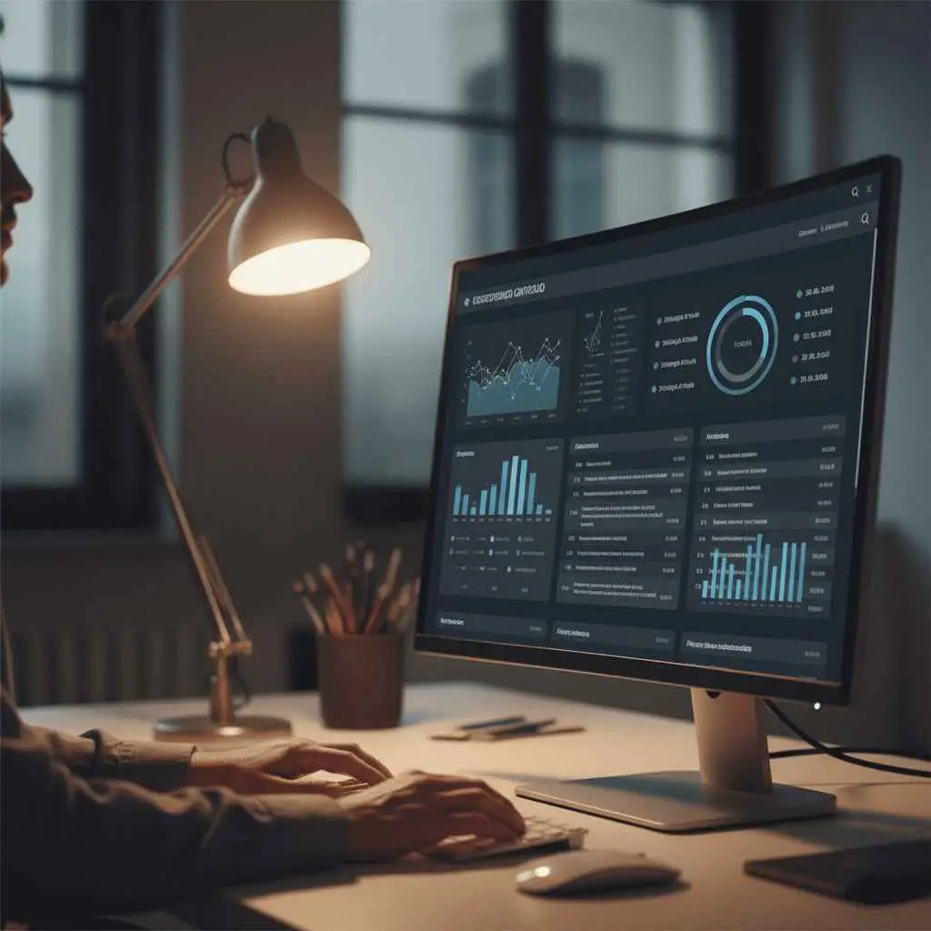 Grafico finanziario su monitor, monitoraggio continuo portafoglio ETF e fondi